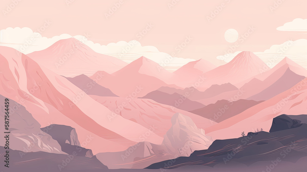 mountains minimal wallpaper pink