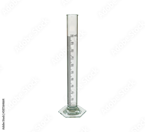 3D illustration of an empty measuring cylinder. photo