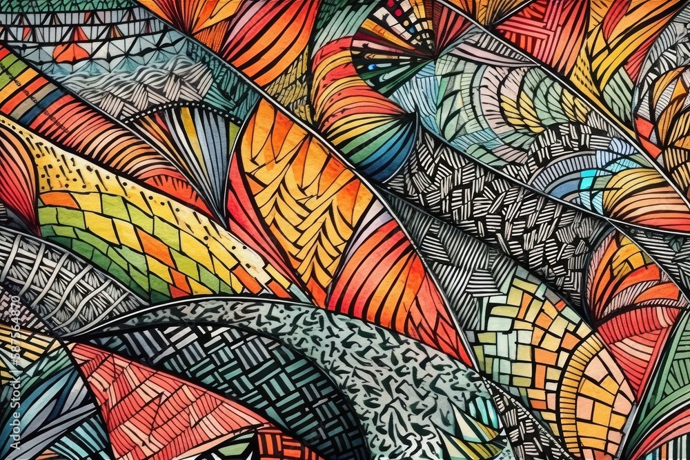 abstract painting with colorful shapes and lines. Generative AI abstract painting with colorful shapes and lines. Generative AI