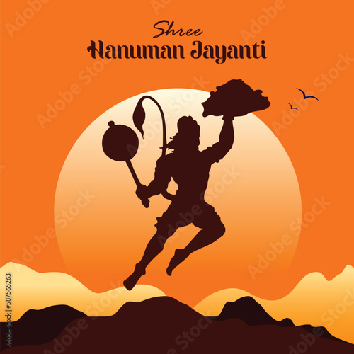 Creative illustration of Hanuman Jayanti, celebrates the birth of Lord Sri Hanuman