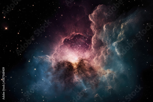 Wallpaper Mural a nebula with many stars in the background and an image of a blue nebula on the right side, taken from above. Generative AI Torontodigital.ca