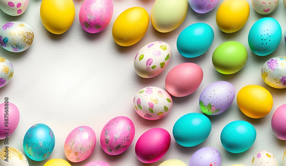 easter eggs frame for greeting text