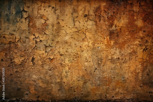 decaying and worn out wall with chipped and peeling paint. Generative AI