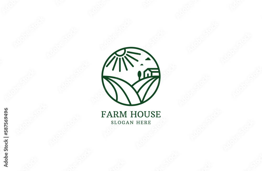 Farmhouse minimalist line logo template