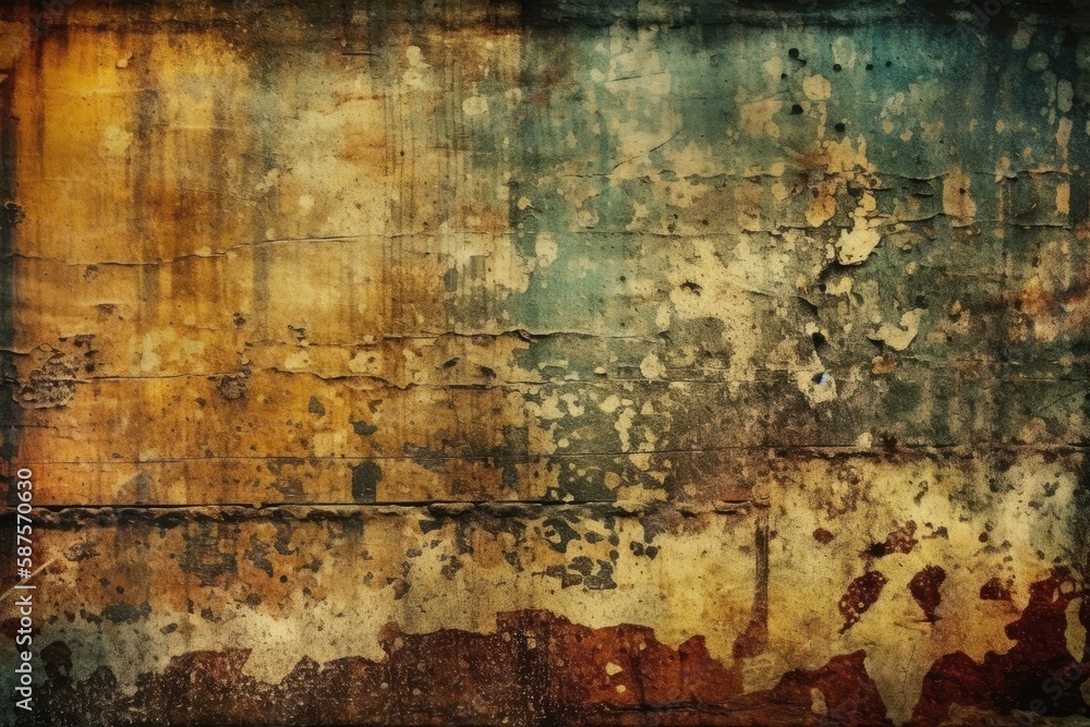 rusty wall with peeling paint. Generative AI rusty wall with peeling paint. Generative AI