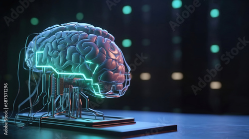 Artificial Intelligence Human Brain created with Generatice AI technology photo