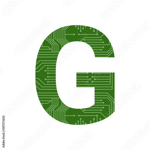 Modern Letter Alphabet Processor Printed Circuit Board Chip
