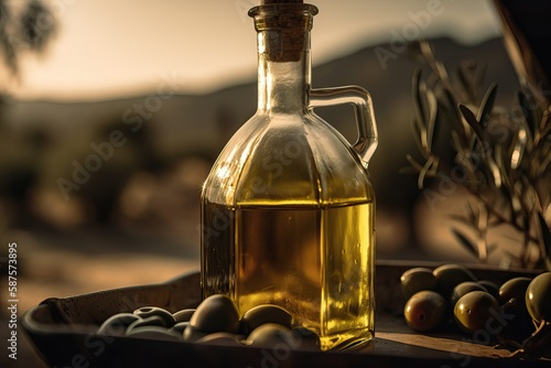 olive oil surrounded by oli...
