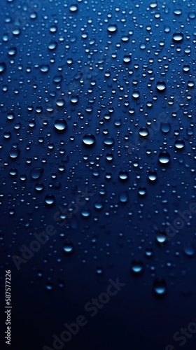 water drops on dark blue background. Generative AI