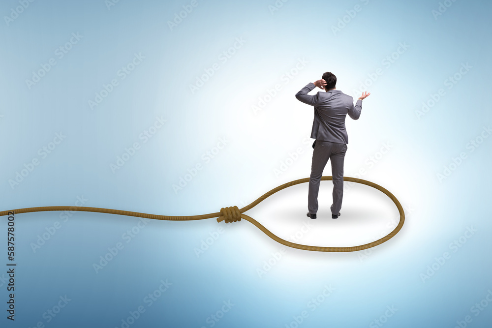 Business people trapped by a rope Business people trapped by a rope