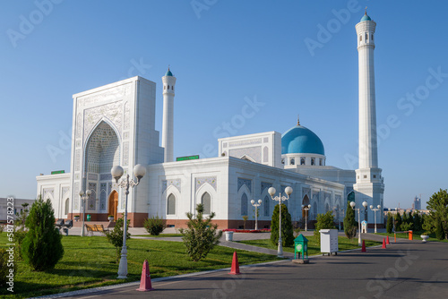 View of the White Mosque (Minor Mosque) on a sunny September morning. Tashkent
