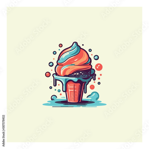 delicious ice cream logo vector