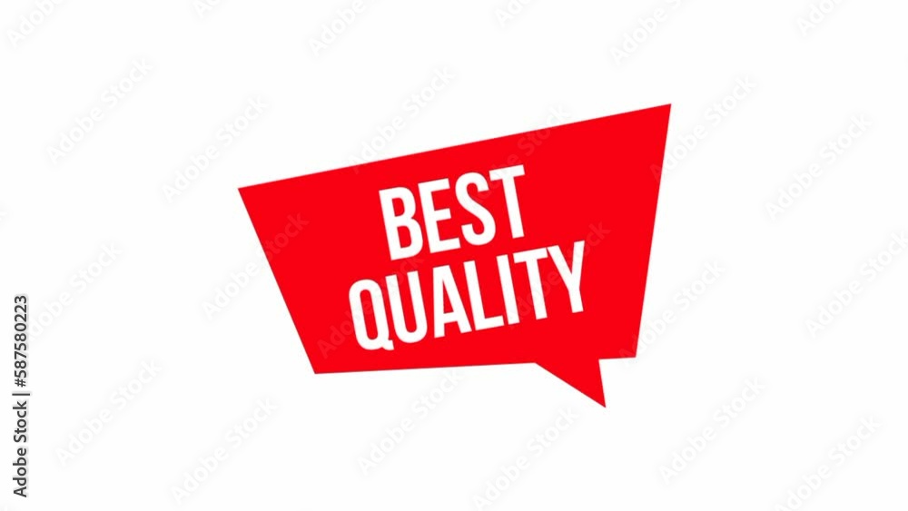 Best Quality Text animation on a red speech bubble. Suitable for marketing, promotion, advertising and business Best Quality Text animation on a red speech bubble. Suitable for marketing, promotion, advertising and business