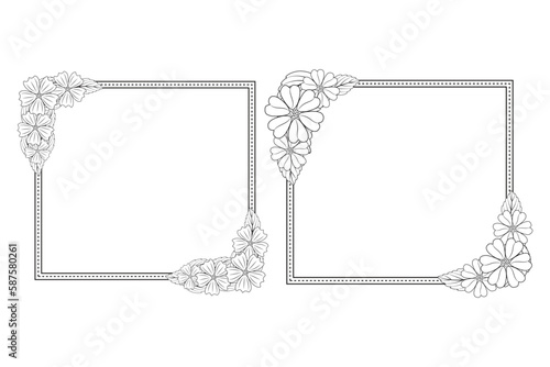 set of hand drawn doodle vector floral frames element border wedding border banner floral design design elements for logo wedding, poster, funeral, invitation, banner, greeting card Vector art 