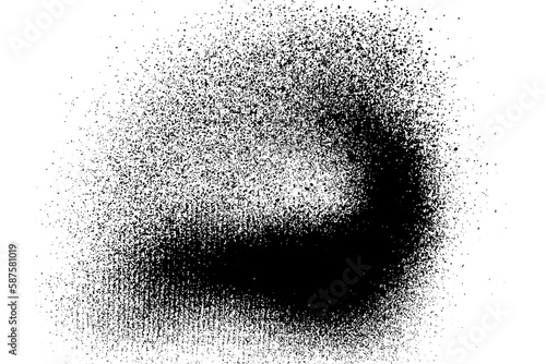 Black grainy texture isolated on white background. Dust overlay. Dark noise granules. Digitally generated image. Vector design elements. Illustration, Eps 10.