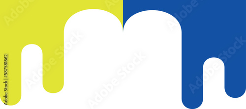 abstraction of yellow and blue paint on the wall, vector stains