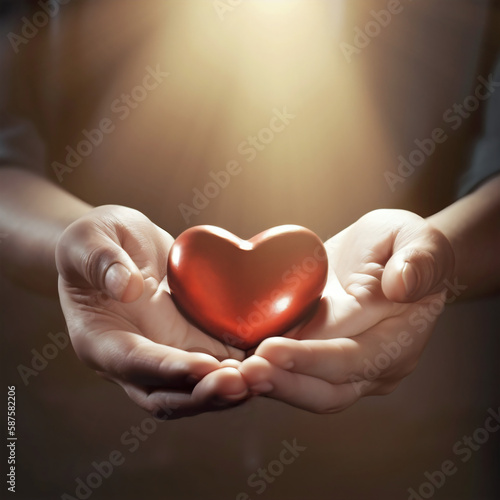 Two hands carefully offering a heart.