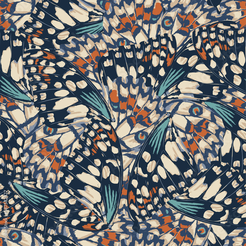 SEAMLESS GRUNGE DISTRESSED HAND PAINTED BUTTERFLY ANIMAL PRINT WINGS VINTAGE RETRO PATTERN SWATCH