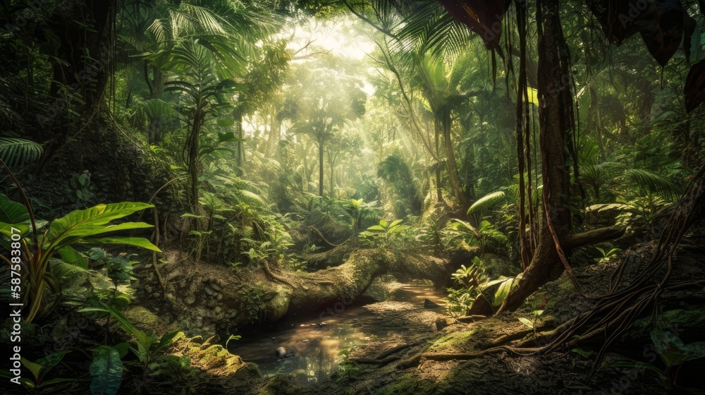 ジャングルの風景　イメージイラスト　generative AI