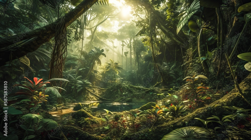 ジャングルの風景　イメージイラスト　generative AI
