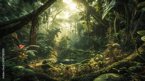 ジャングルの風景 イメージイラスト generative AI