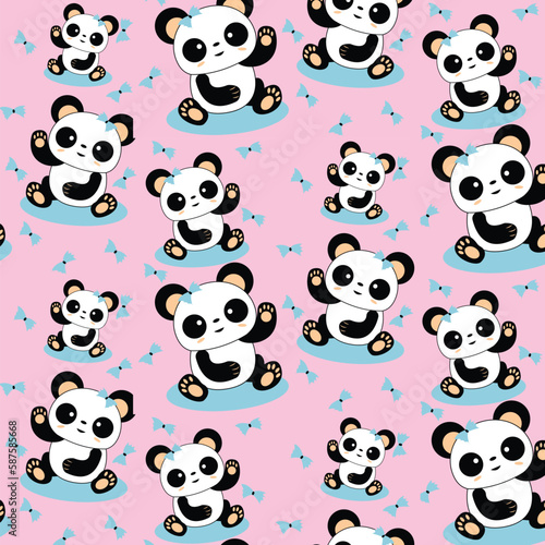 seamless pattern with baby panda