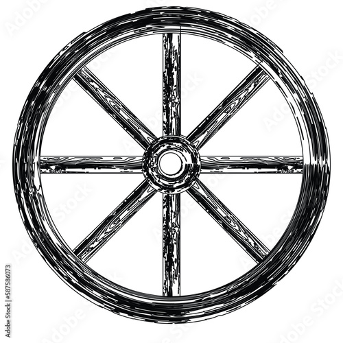 vintage wooden wheel vector icon