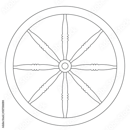 vintage wooden wheel vector icon