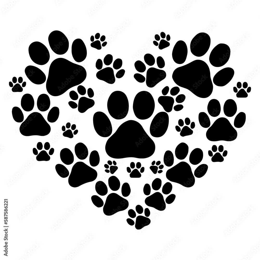 Fototapeta premium Paw Print Heart SVG, Dog SVG, Fur Mom svg, Dog Mom svg, Dog Mama svg, Paw Prints, Dog Quotes, paw svg, Dog Lover svg, Cricut Cut File, Svg Files for Cricut