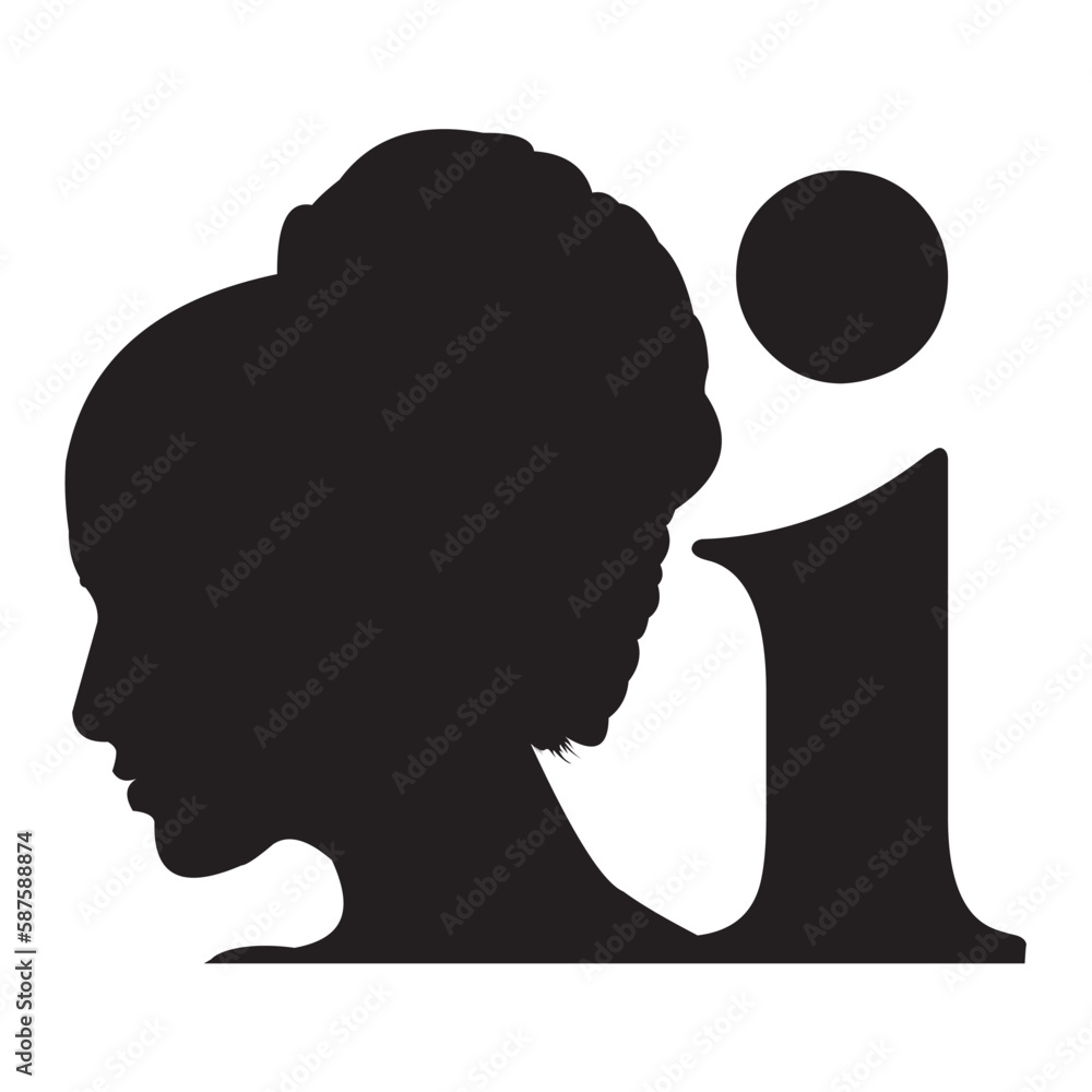 
I letter icon with a beautiful woman silhouette
