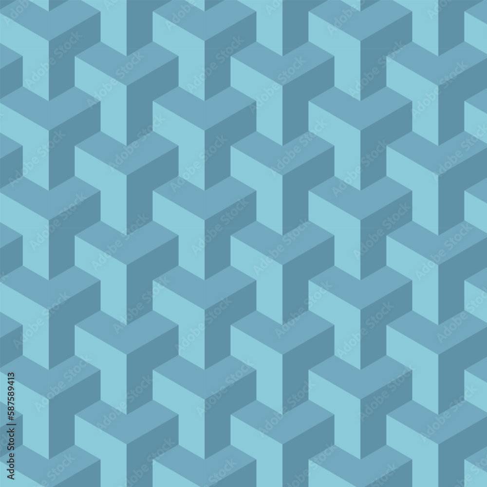 Seamless pattern. Abstract geometric pattern of blue color. Isometric pattern for a pint. Vector illustration Seamless pattern. Abstract geometric pattern of blue color. Isometric pattern for a pint. Vector illustration