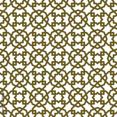 Seamless geometric ornament based on traditional islamic art.Brown color lines. For fabric,textile,cover,wrapping paper,background and lasercutting.