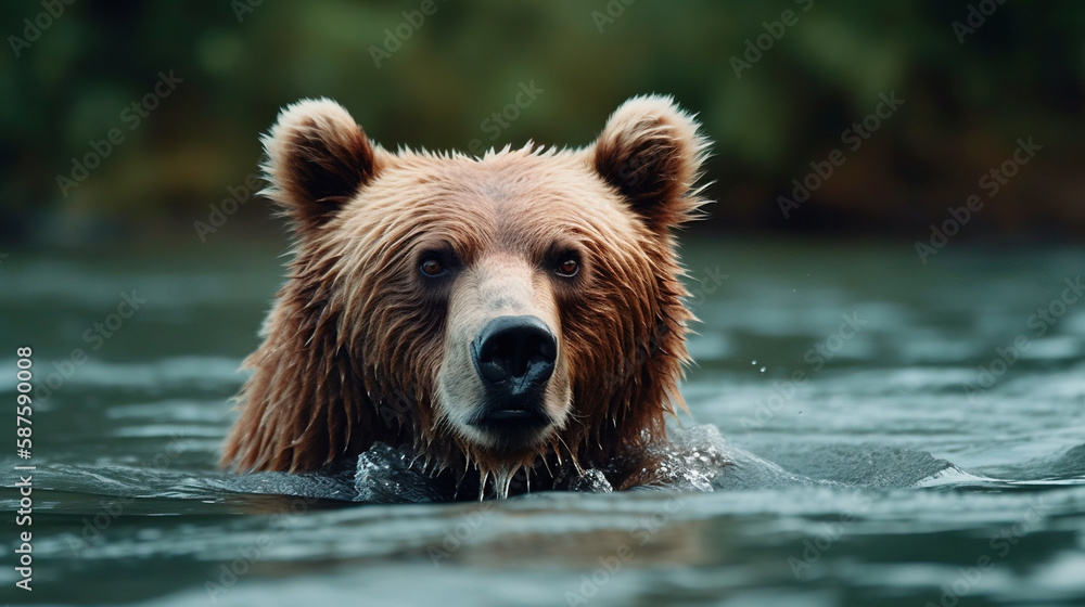 Fototapeta premium brown bear in water