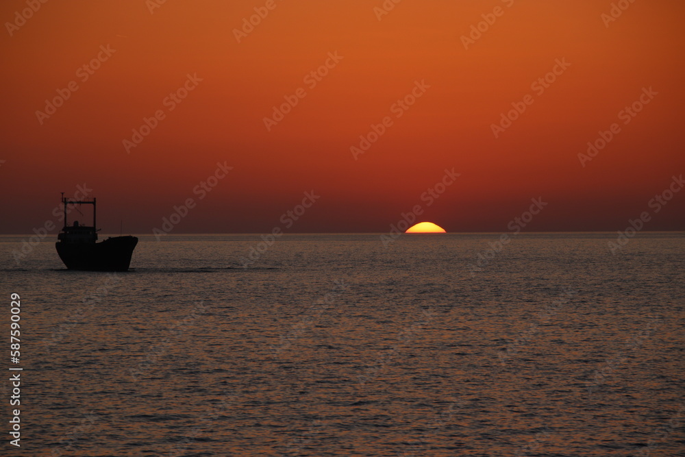 sunset at the mediterranean sea