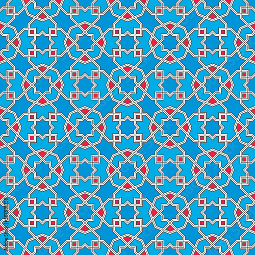 Seamless arabic tradition geometric ornament in color.