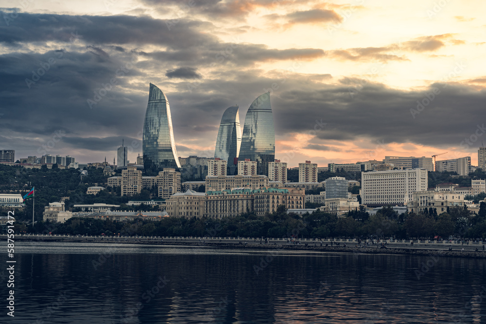 Naklejka premium Flame Towers, Baku, Azerbaijan