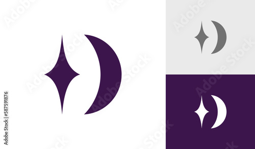 Moon and sparks logo design