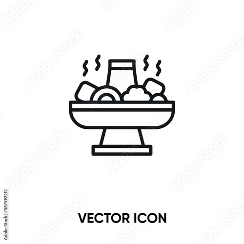 Chinese hot pot vector icon. Modern, simple flat vector illustration for website or mobile app.Hot pot or sukiyaki  symbol, logo illustration. Pixel perfect vector graphics