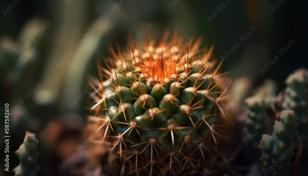 Sharp thorns on succulent plant in nature generated by AI Sharp thorns on succulent plant in nature generated by AI
