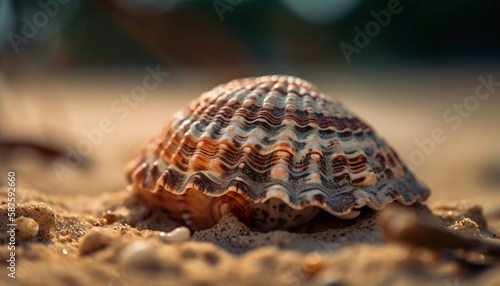 Nature beauty colorful shells on sandy beach generated by AI © Jeronimo Ramos