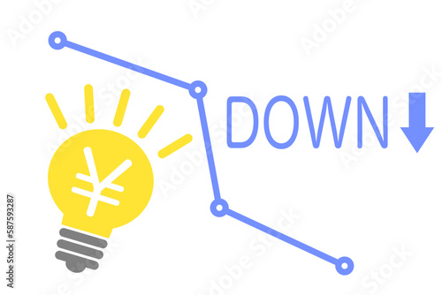 電気代ダウンに関するベクターイラスト