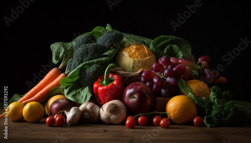 Colorful healthy veggies nature tasteful medicine cabinet generated by AI