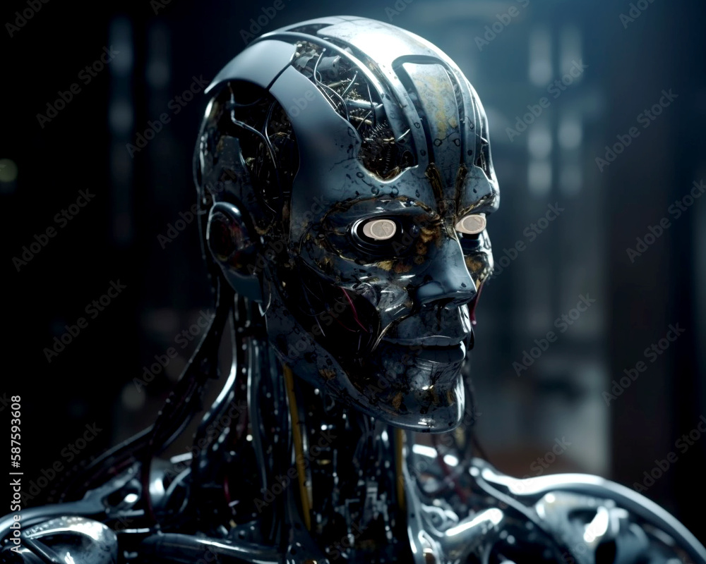 Humanoid robot with glowing eyes Humanoid robot with glowing eyes
