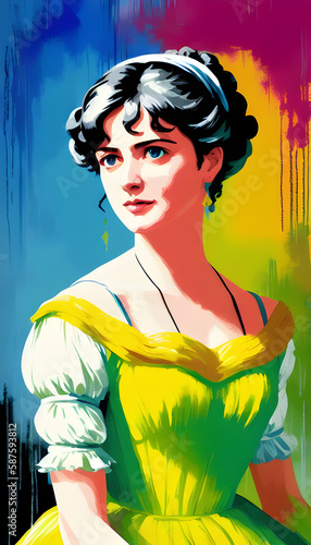 Jane Austen in various colorways.