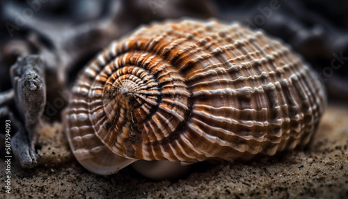 Spiraling shell showcases natural beauty near the shore generated by AI © Jeronimo Ramos