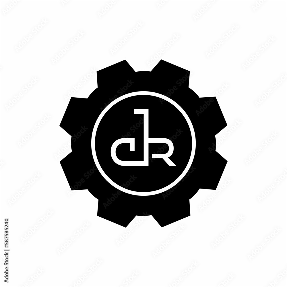 C D R letter logo design with gear. C D R letter logo design with gear.