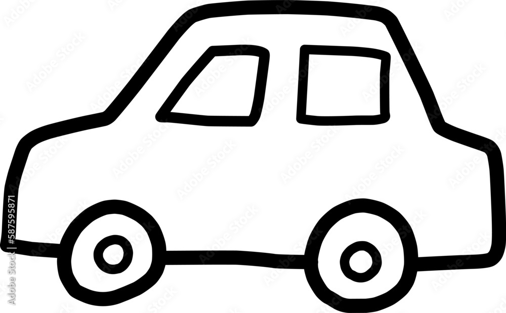 横を向いている車のアイコン風線画 横を向いている車のアイコン風線画