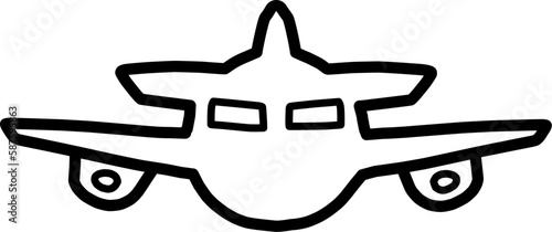 正面を向いている飛行機のアイコン風線画
