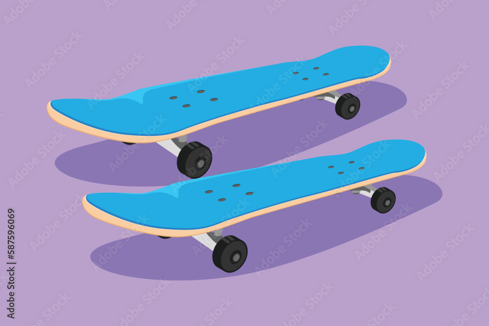 Graphic flat design drawing stylized old retro skateboard on street road logo symbol. Trendy hipster extreme classic sport concept. Young teenager lifestyle activity. Cartoon style vector illustration Graphic flat design drawing stylized old retro skateboard on street road logo symbol. Trendy hipster extreme classic sport concept. Young teenager lifestyle activity. Cartoon style vector illustration