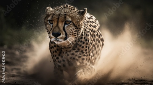 Cheetah running, South Africa - Generative Ai Illustration